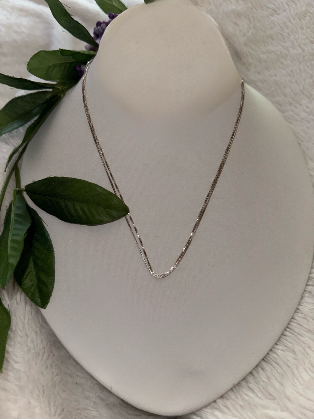 Vintage IBB Italy 925 Sterling Silver Diamond Cut Box Chain Necklace, 32"
